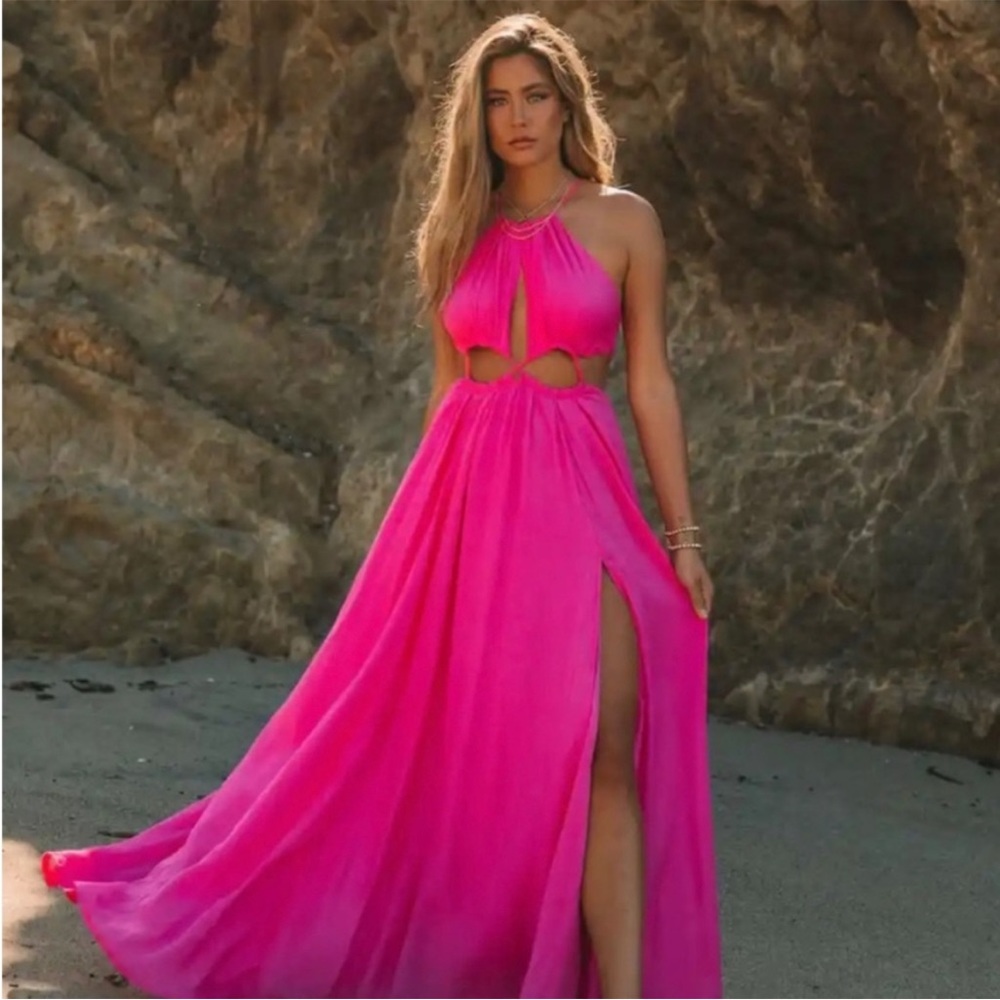 Vici Dolls Pink Cutout Maxi Dress